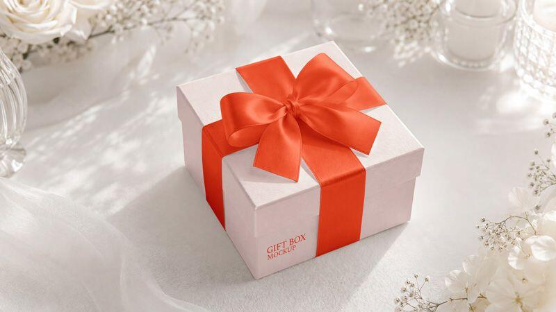 Square Gift Box Mockup