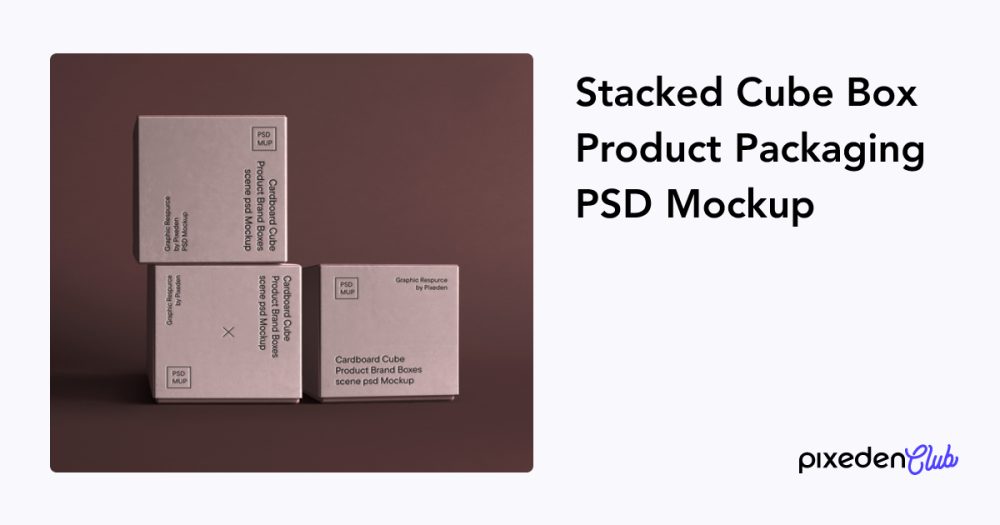 Stacked Cube Box Product Packaging PSD Mockup