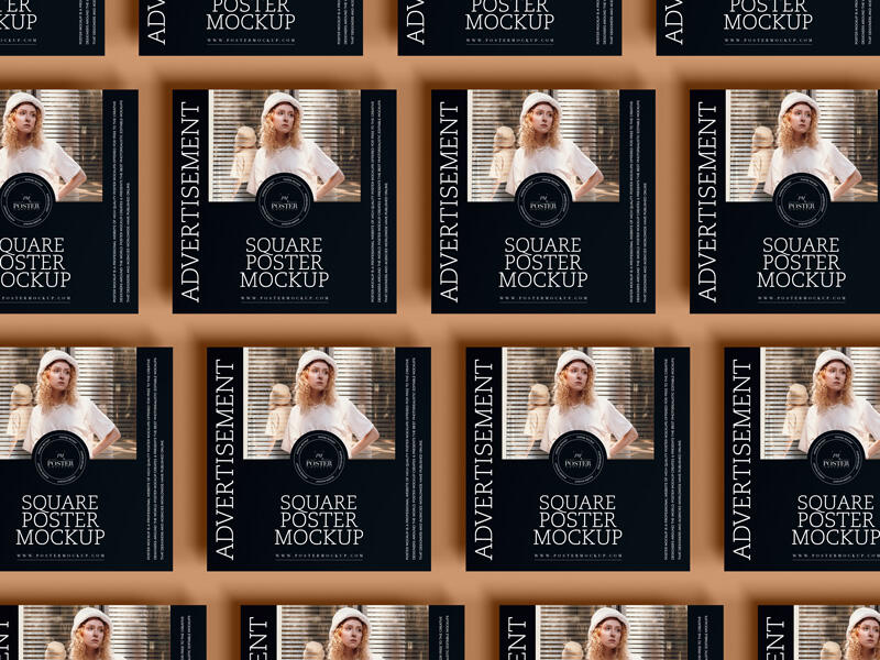 Top View Square Poster Mockup