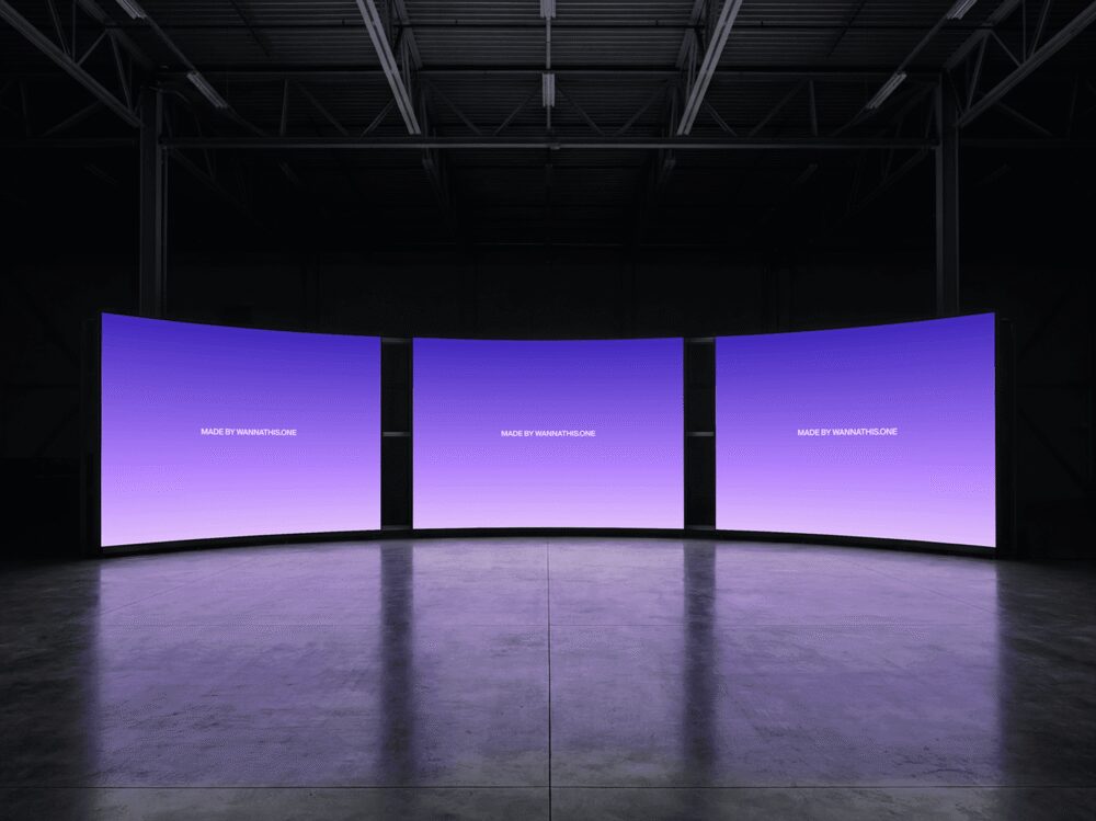 Triple Curved LED Screen Mockup Setup