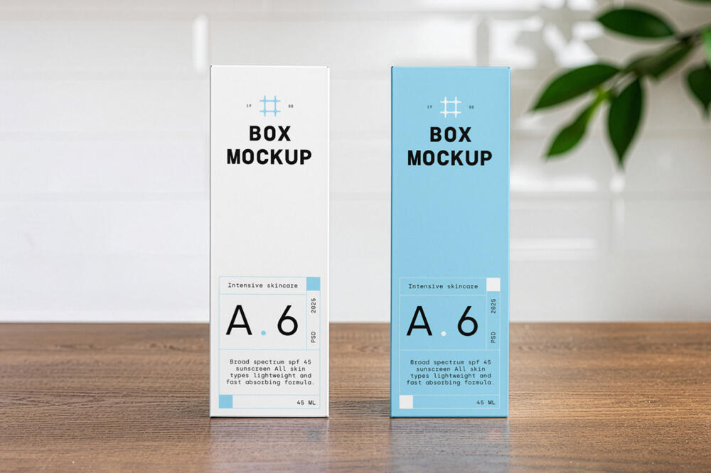 Two Vertical Boxes Mockups