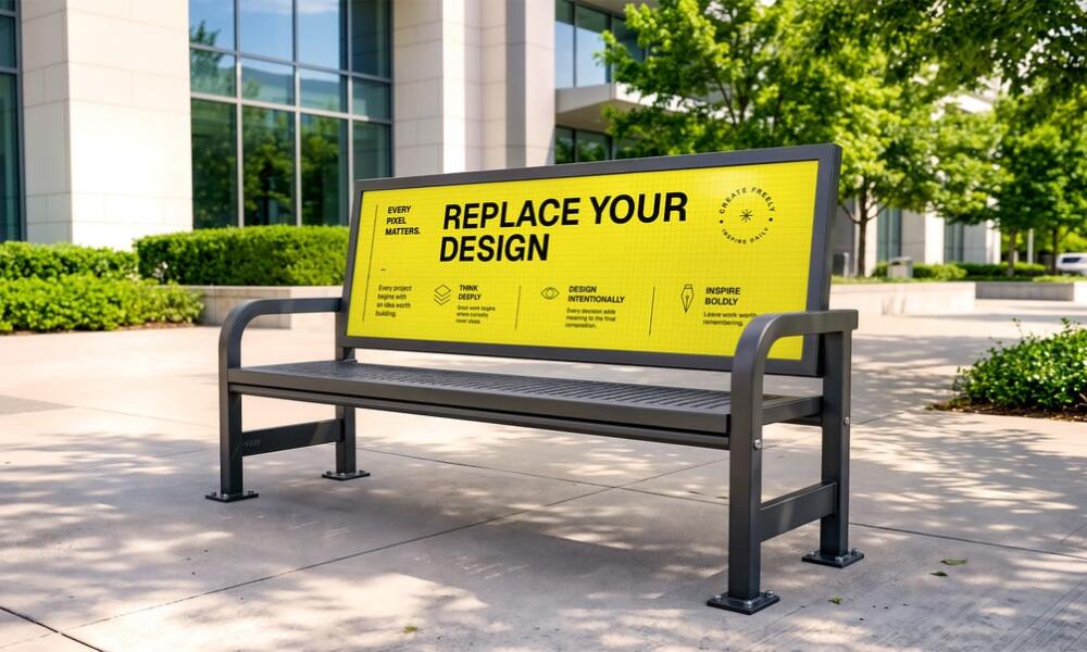 Urban Advertising Bench Mockup PSD