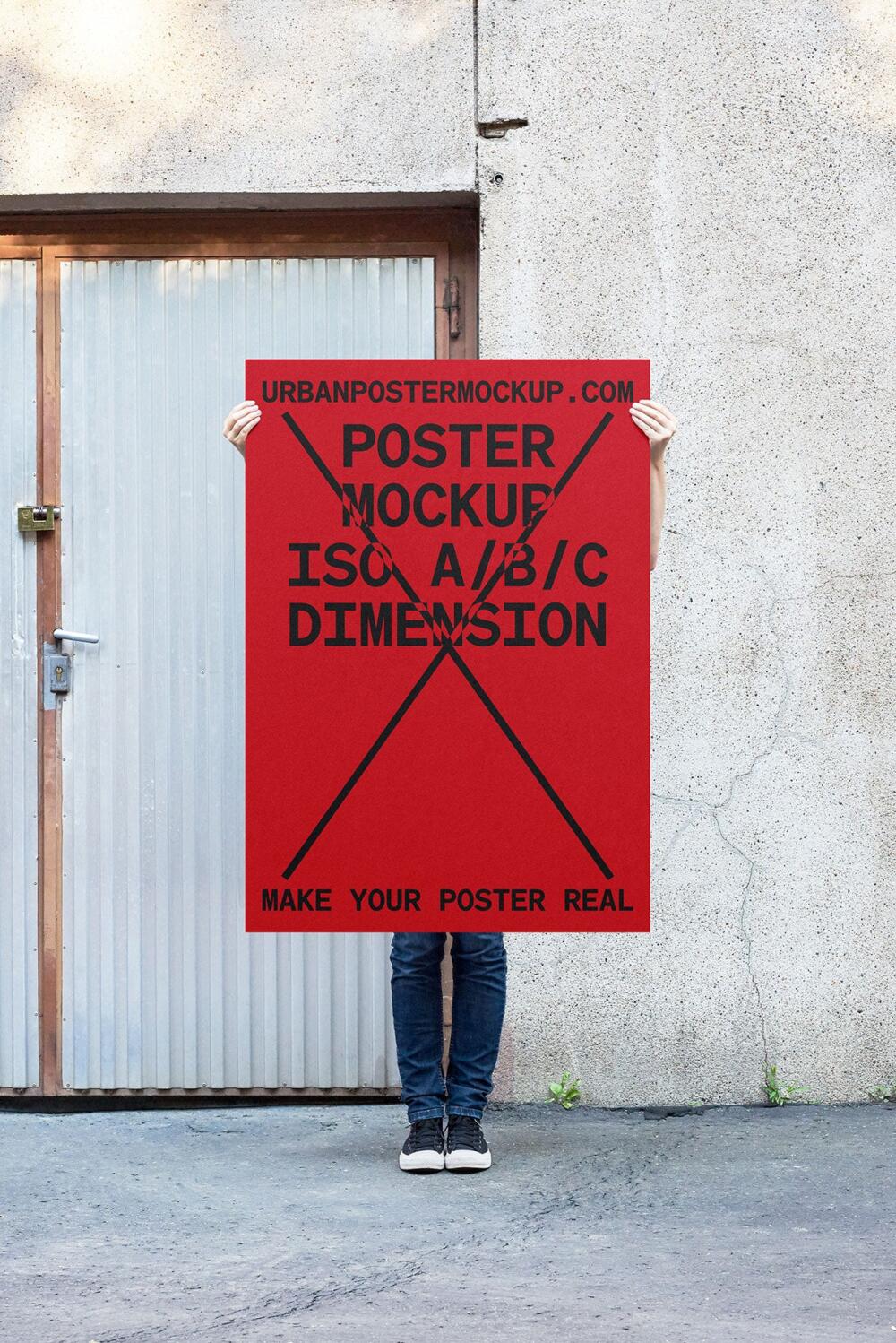 Urban Poster Holding Mockup No04