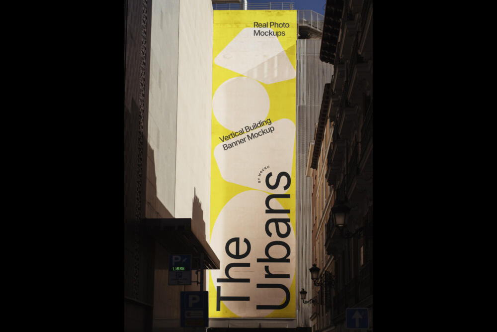 Vertical Building Banner Mockup