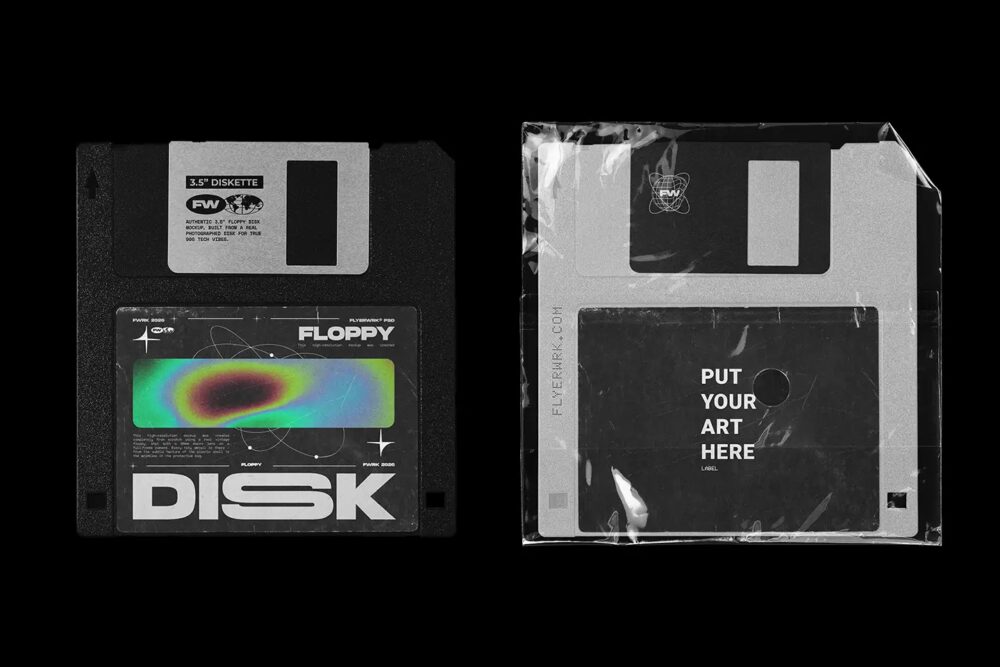 Vintage Floppy Disk 3.5 Inch Mockup