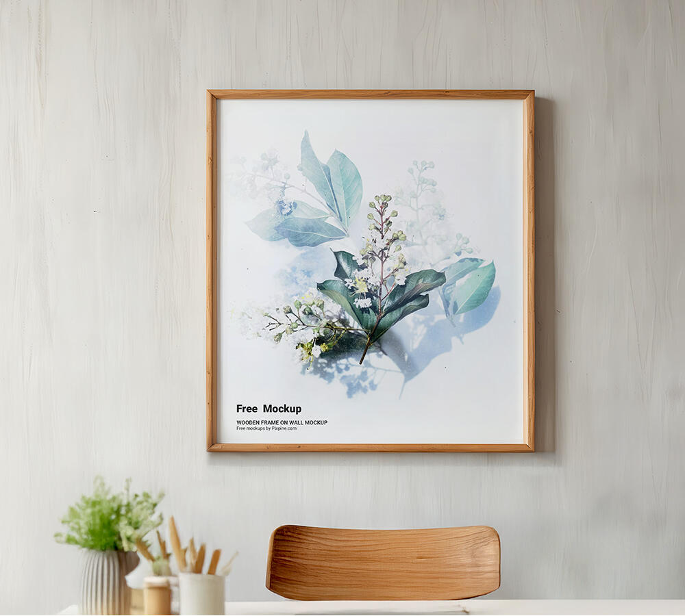 Wooden Frame On Wall Mockup