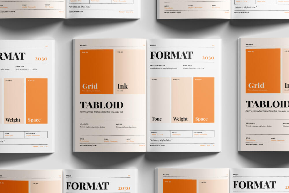 11x17 Branding Magazine Mockup Top View