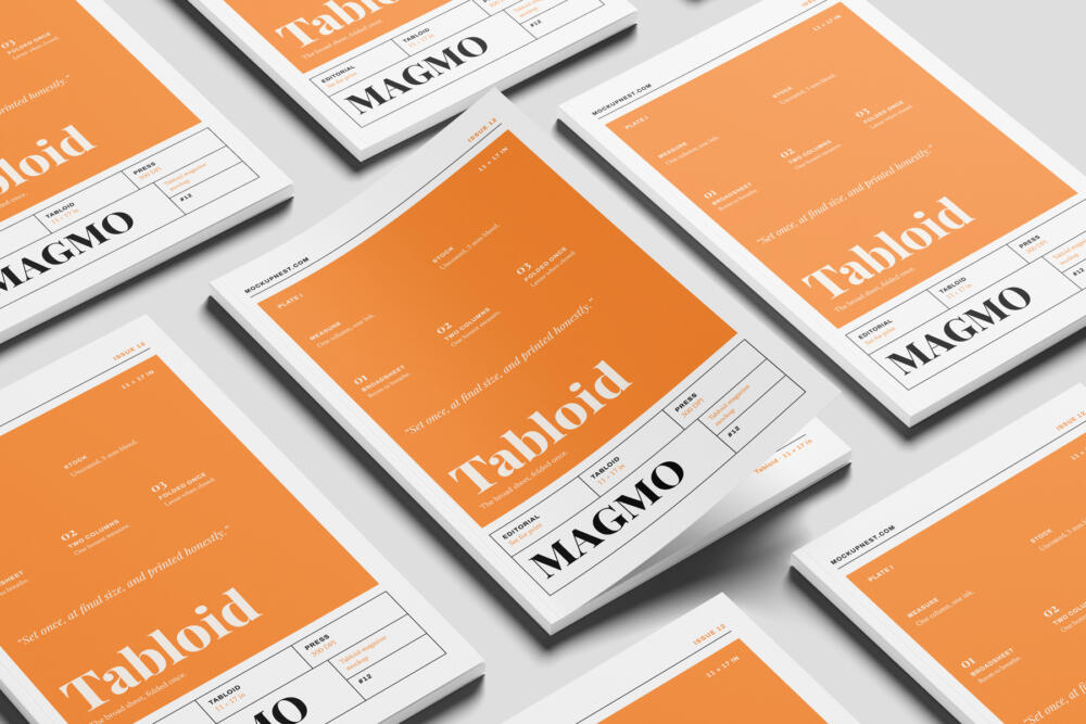 11x17 Editorial Magazine Mockup On Surface