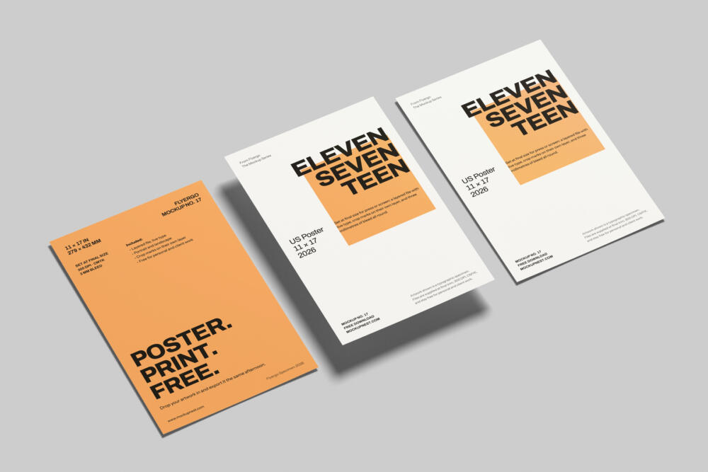 11x17 Flyer Mockup On Surface Angled View
