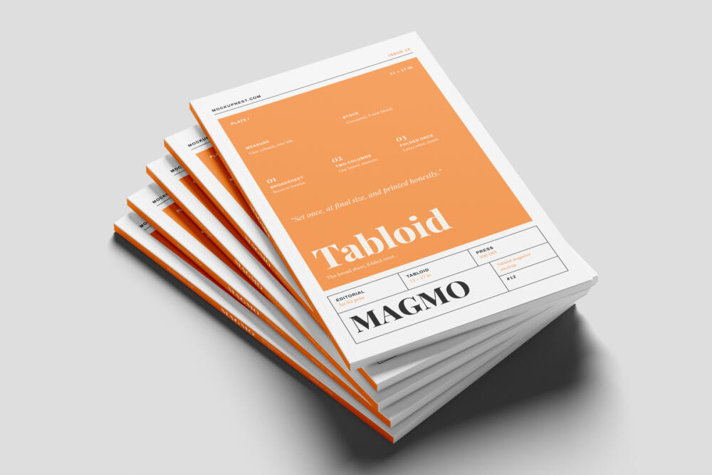11x17 Magazine Mockup On Surface