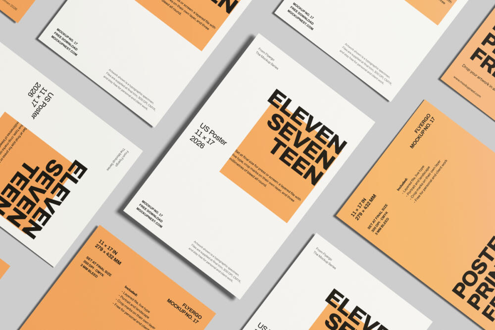 11x17 Poster Mockup On Minimal Background
