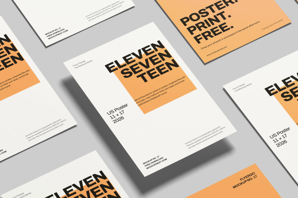 11x17 Poster Mockup With Soft Shadows