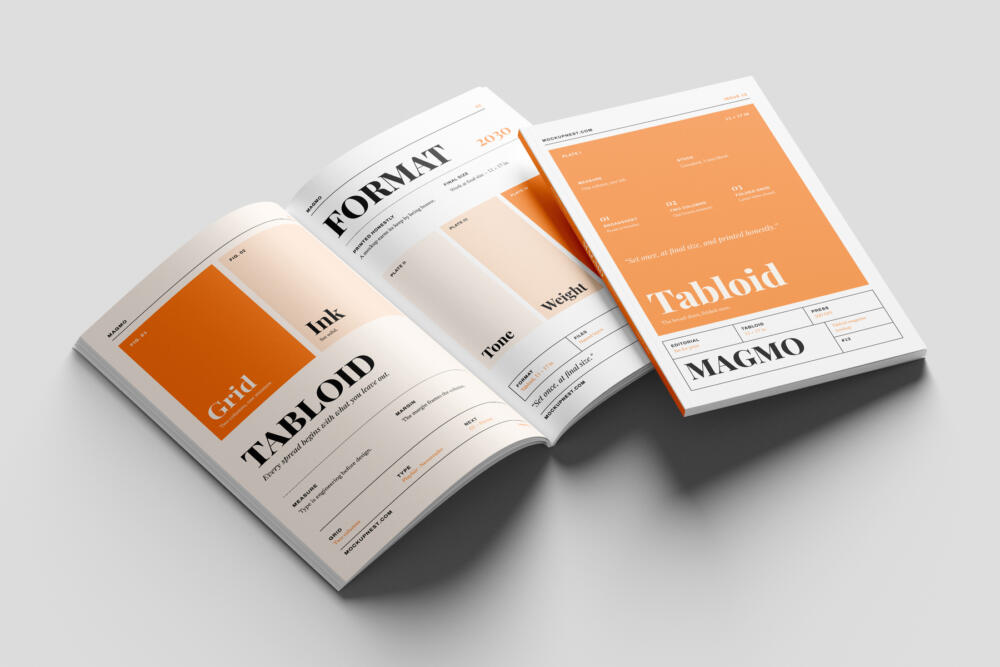 11x17 Professional Magazine Mockup High Angle View