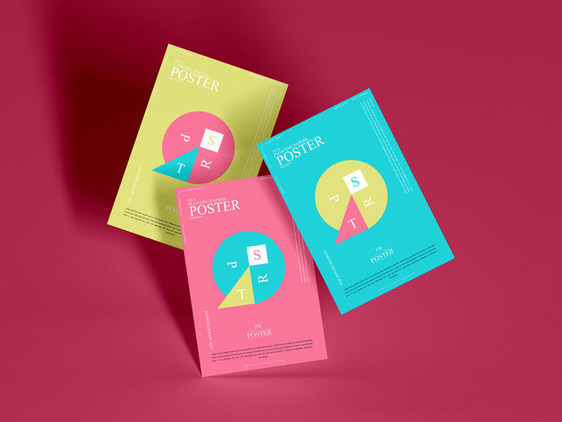 24x36 Floating Papers Poster Mockup