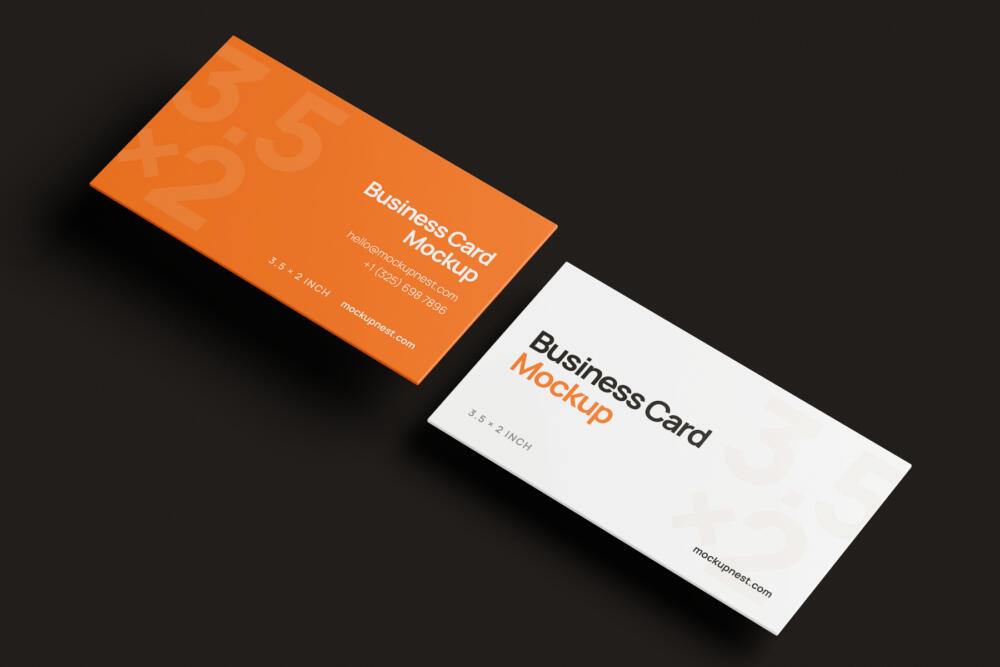 3.5x2 Business Card Mockup Angled View