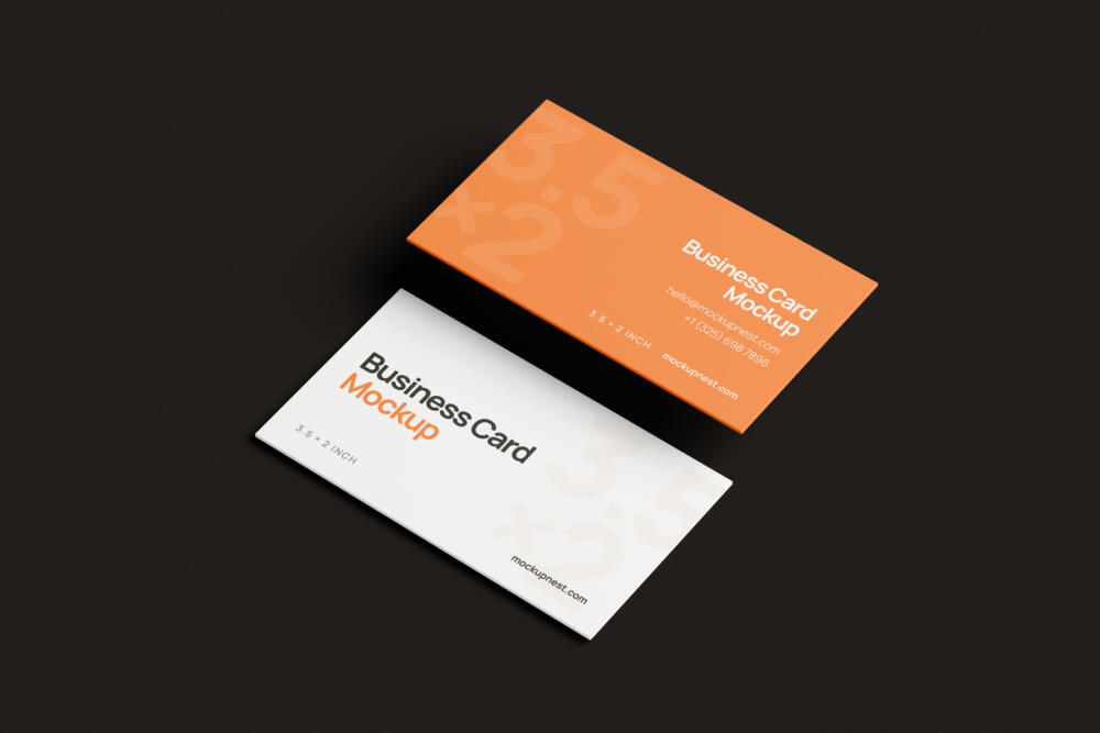 3.5x2 Visiting Card Mockup On Dark Surface
