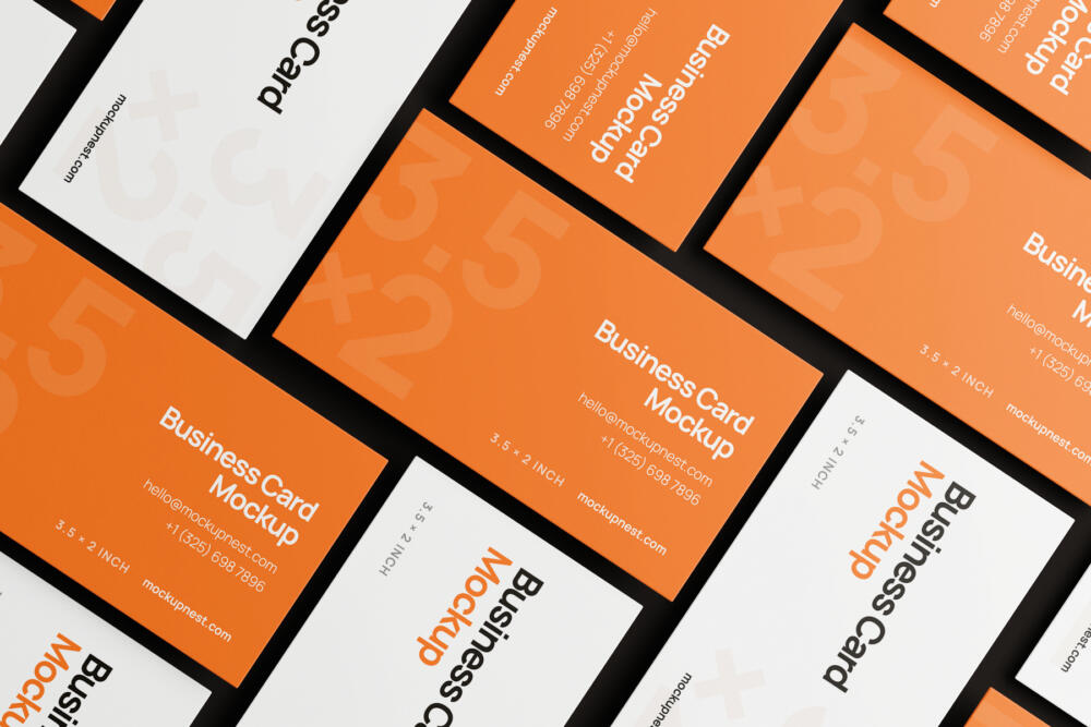 3.5x2 Visiting Card Mockup Top View