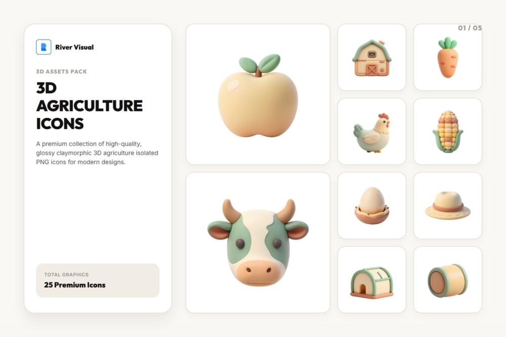 3D Agriculture Icons