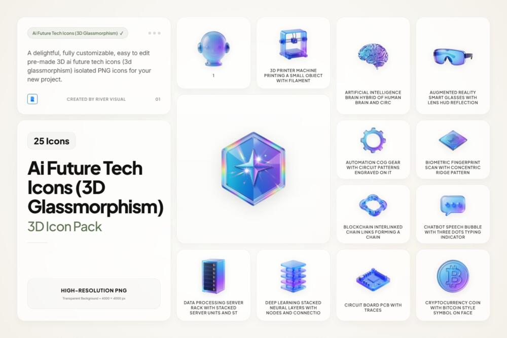 3D Future Tech Icons