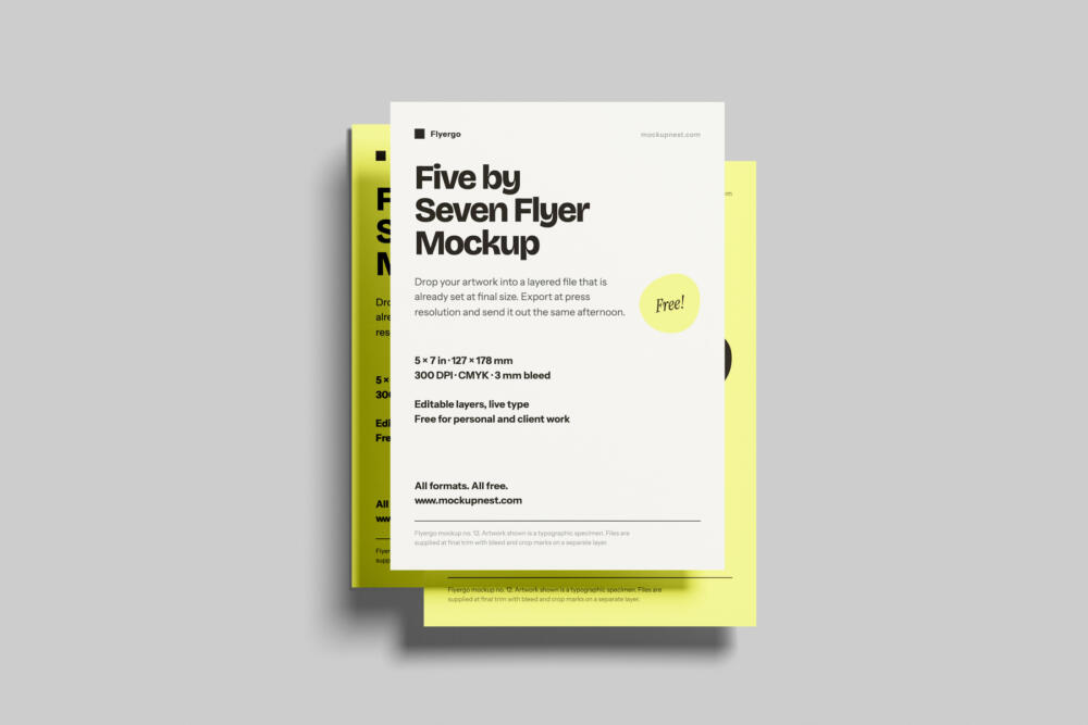5x7 Handbill Mockup On Minimal Background