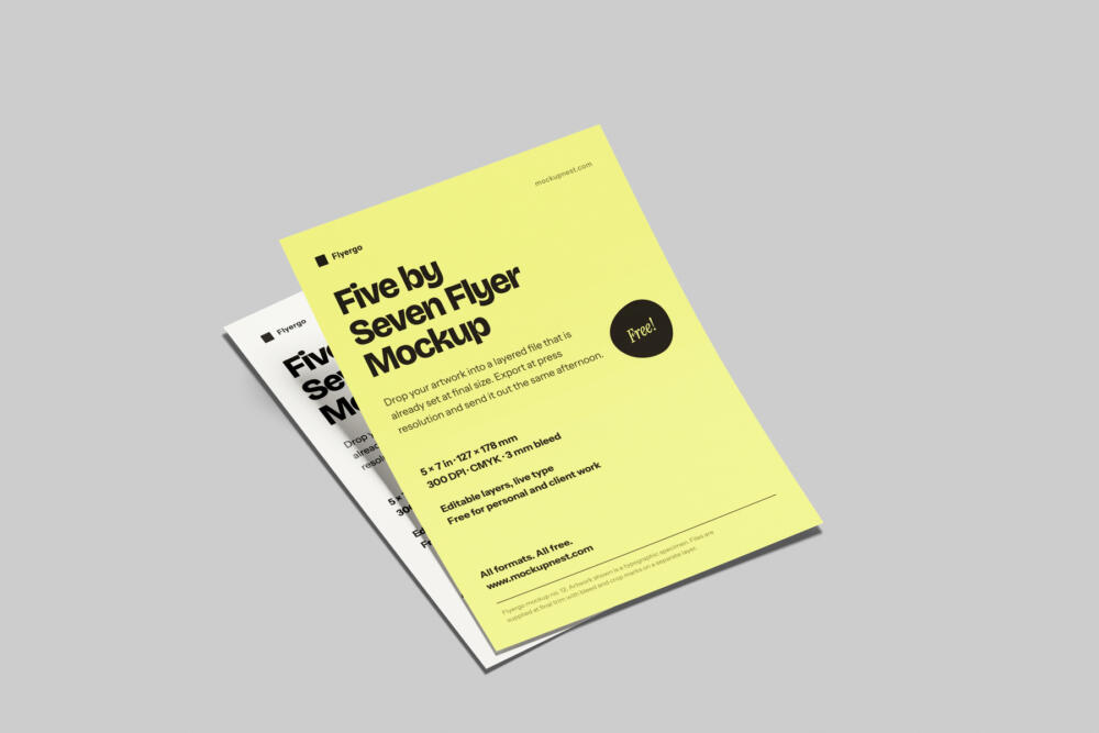 5x7 Leaflet Mockup On Surface