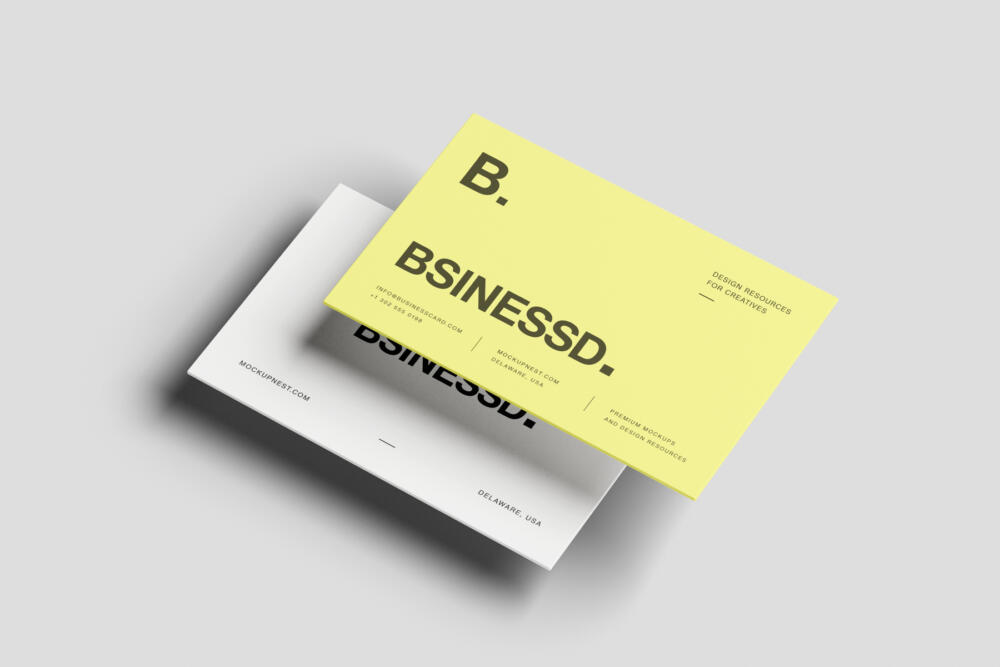 85x55 Business Card Mockup High Angle Shadows