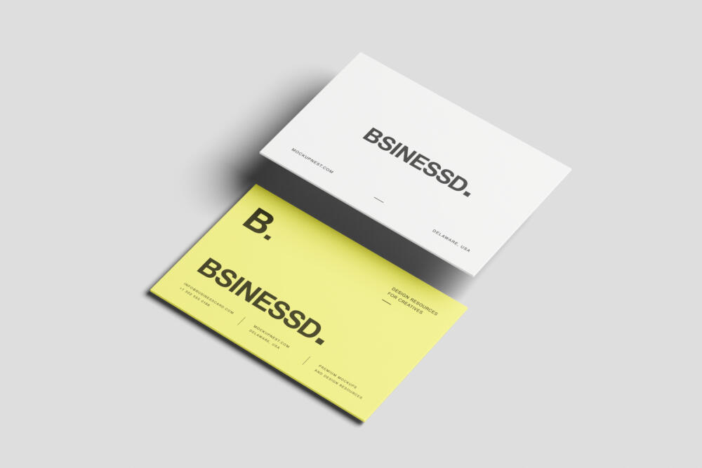 85x55 Business Card Mockup Landscape Angled View