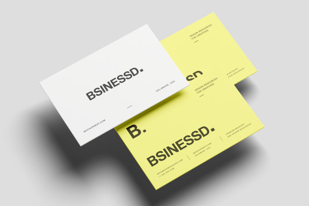 85x55 Business Card Mockup On Dark Platform