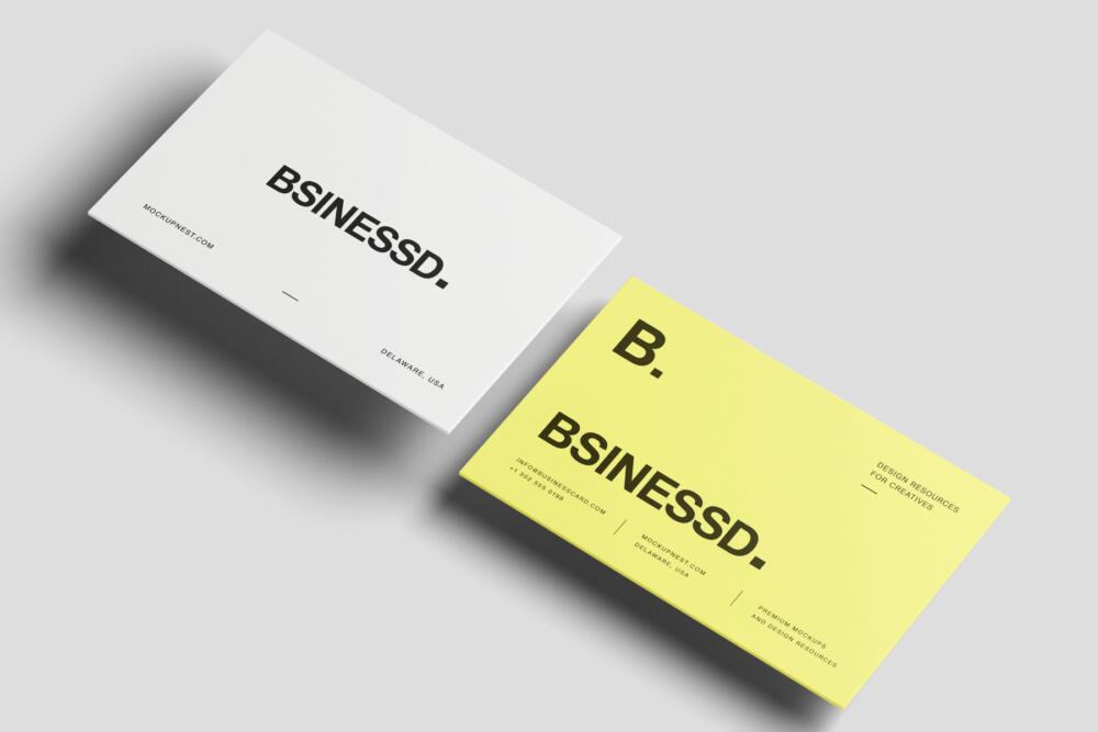 85x55 Business Card Mockup On Flat Surface