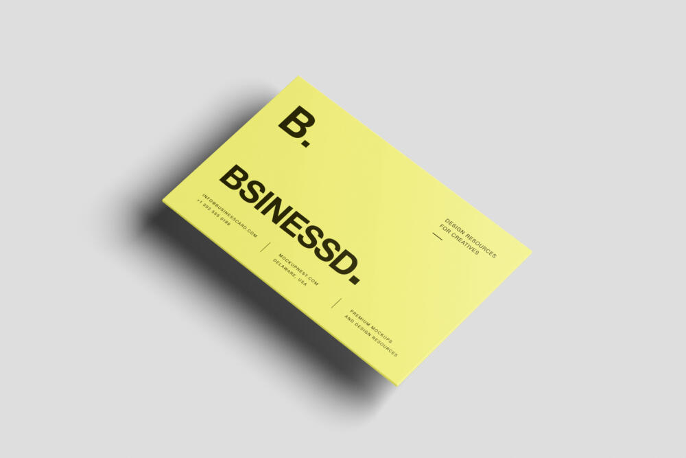 85x55 Business Card Mockup On Grey Surface