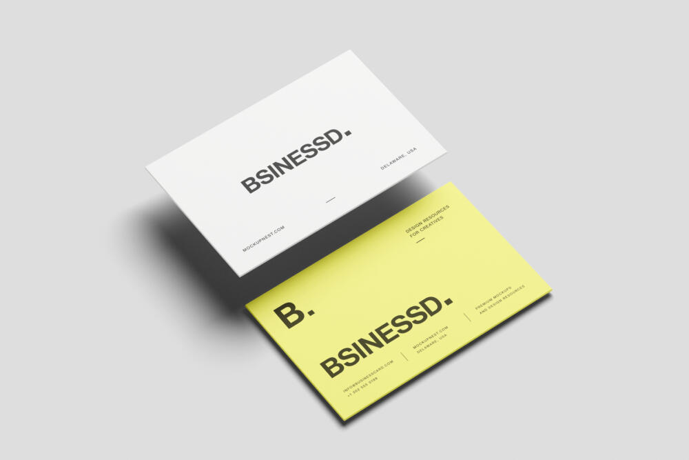 85x55 Business Card Mockup On Rectangular Block