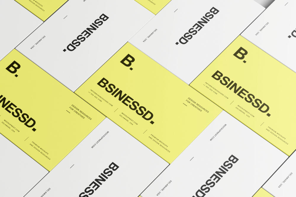 85x55 Business Card Mockup Studio Top View