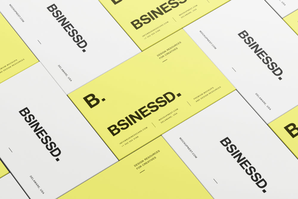 85x55 Business Card Mockup Top Down Paper