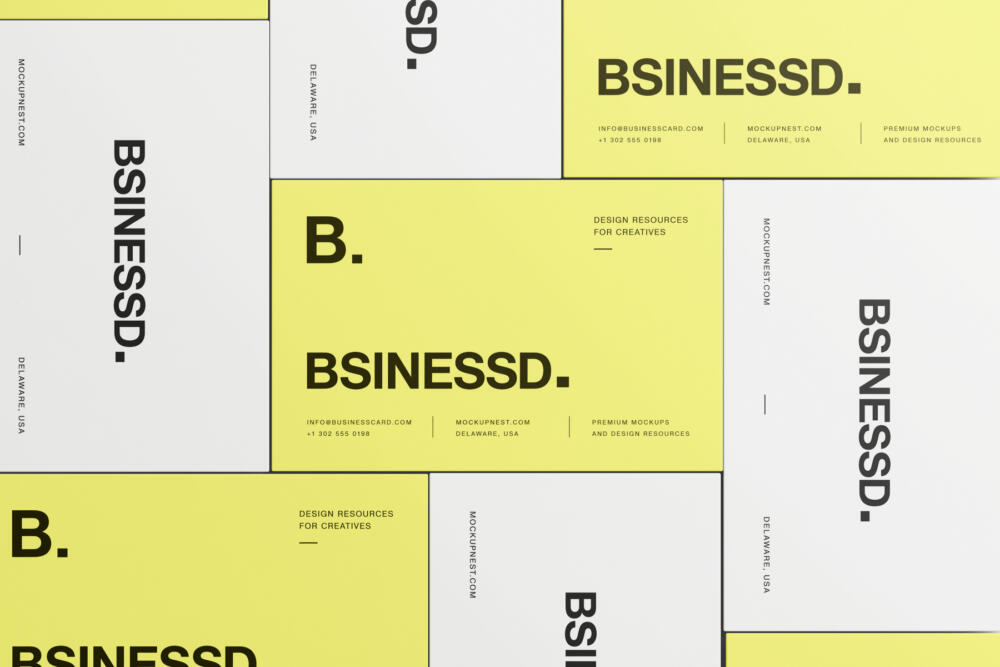 85x55 Business Card Mockup With Paper Sheets