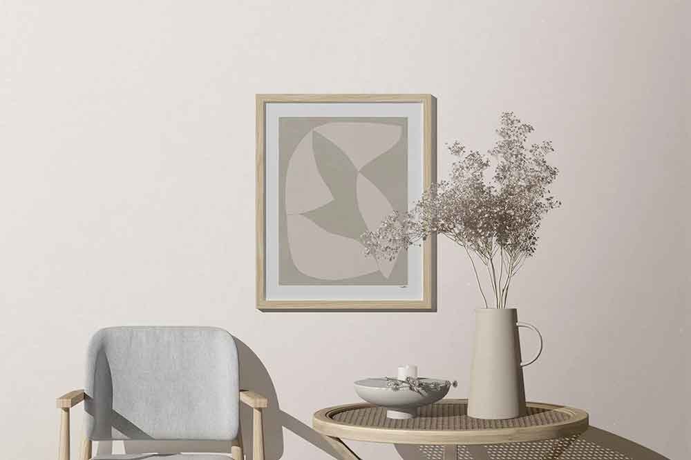 Minimalistic Scene With Frame Mockup On The Wall In Minimalistic Interior