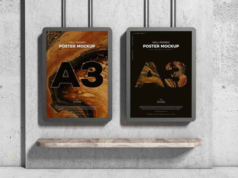 A3 Advertising Wall Framed Poster Mockup