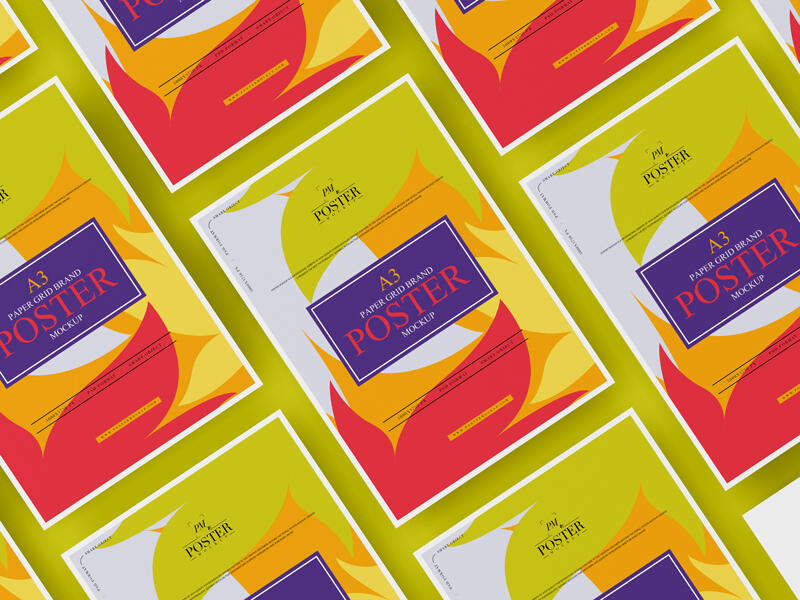 A3 Paper Grid Brand Poster Mockup