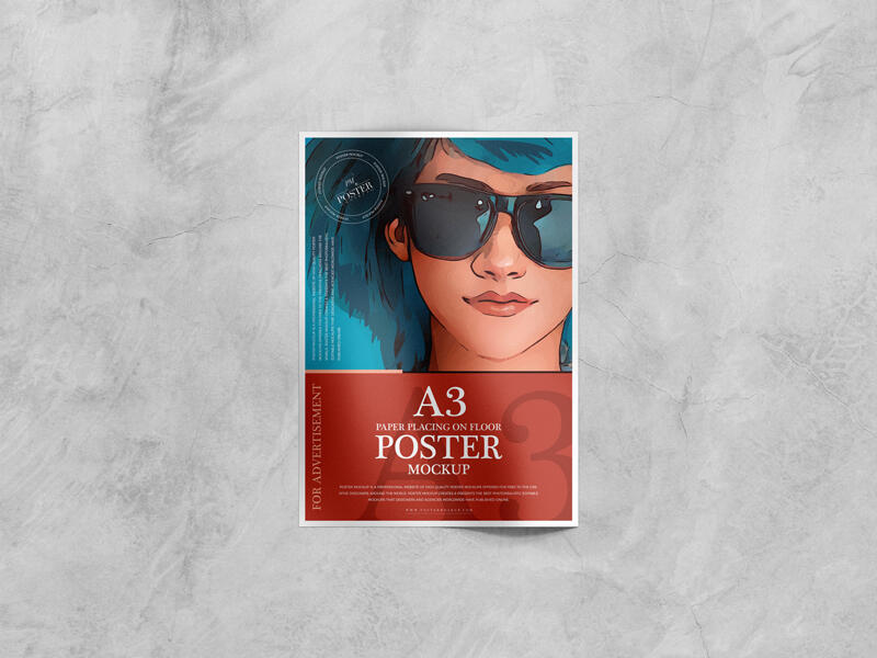 A3 Paper Placing on Floor Poster Mockup