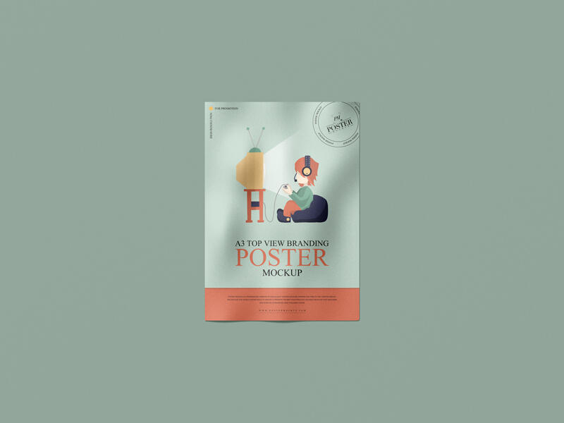A3 Top View Branding Poster Mockup