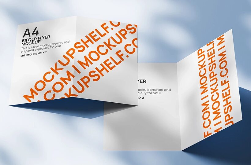 A4 Bifold Flyer Mockup, PSD