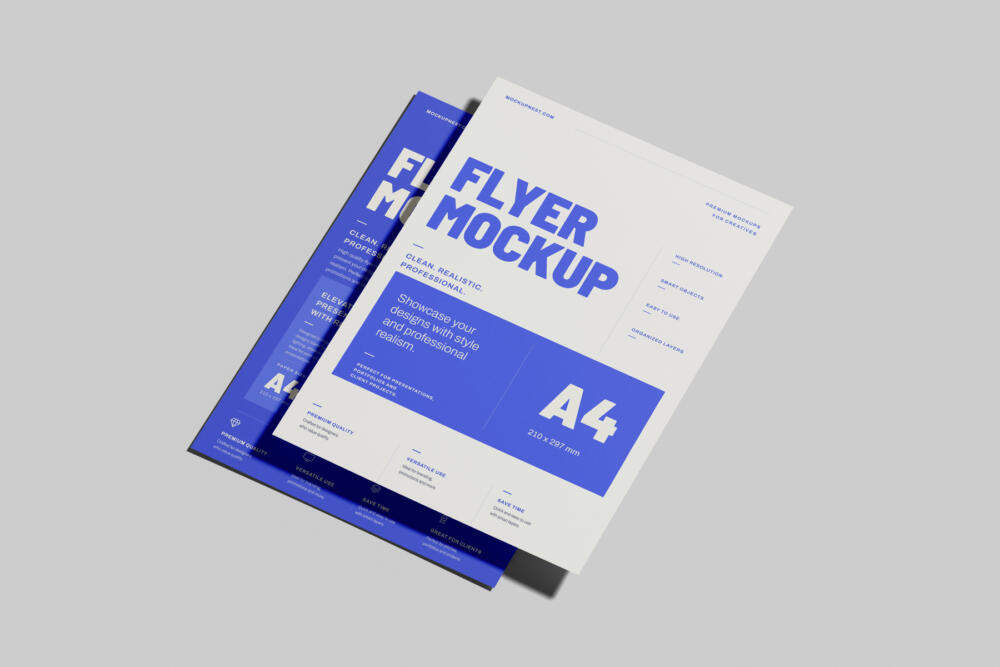 A4 EU Flyer Poster Mockup Angled View