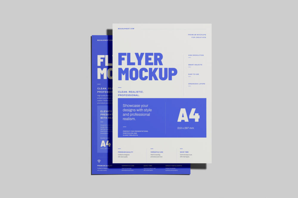 A4 EU Flyer Poster Mockup Front View