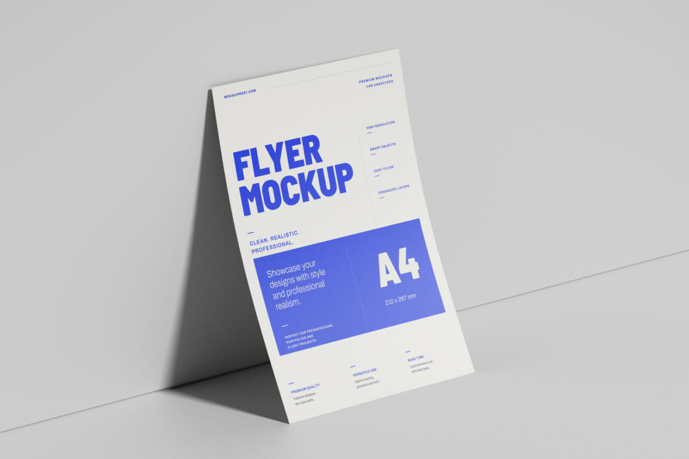 A4 EU Flyer Poster Mockup On Floor