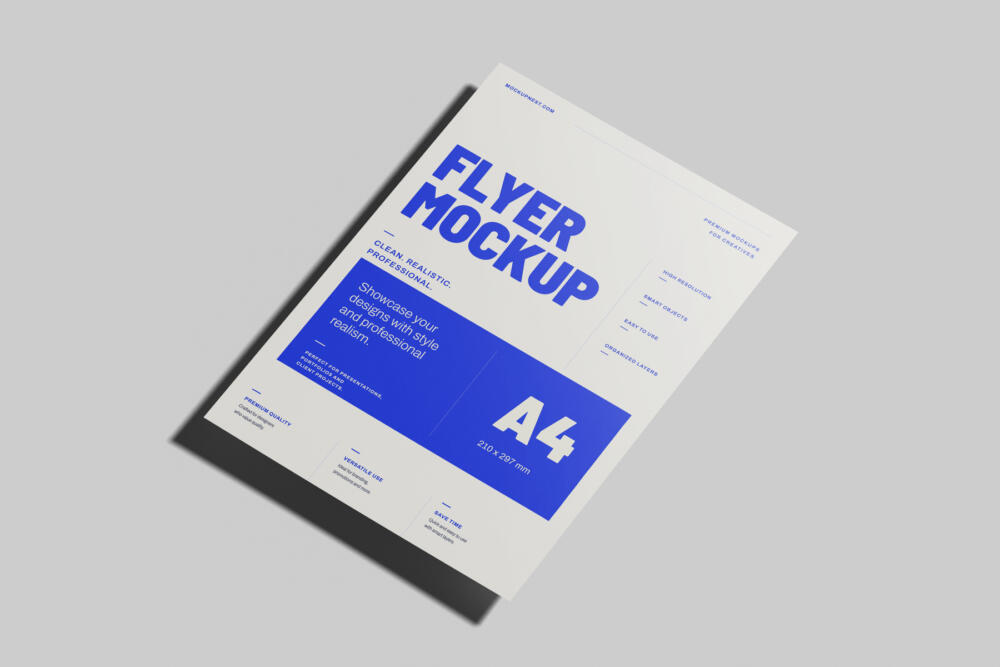 A4 EU Flyer Poster Mockup On Surface