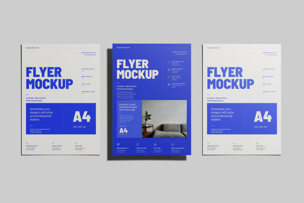 A4 EU Flyer Poster Mockup Open