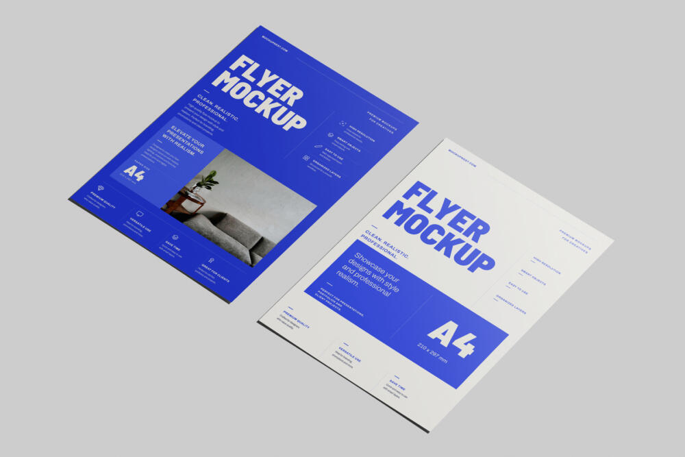 A4 EU Flyer Poster Mockup Single