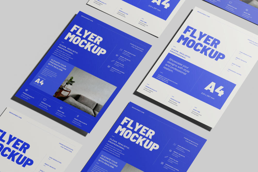 A4 EU Flyer Poster Mockup Stack