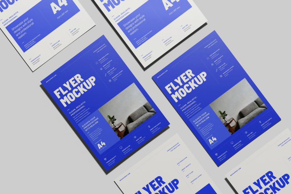 A4 EU Flyer Poster Mockup Top View