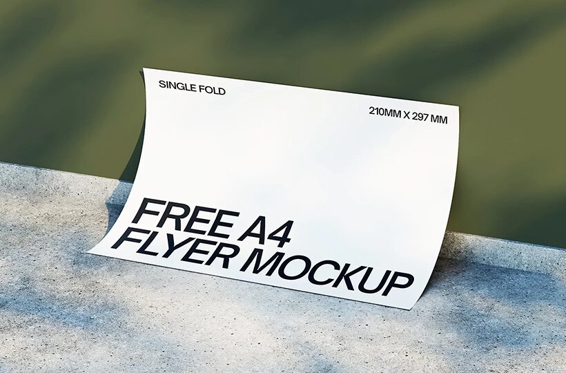 A4 Flyer Mockup Horizontal View, PSD