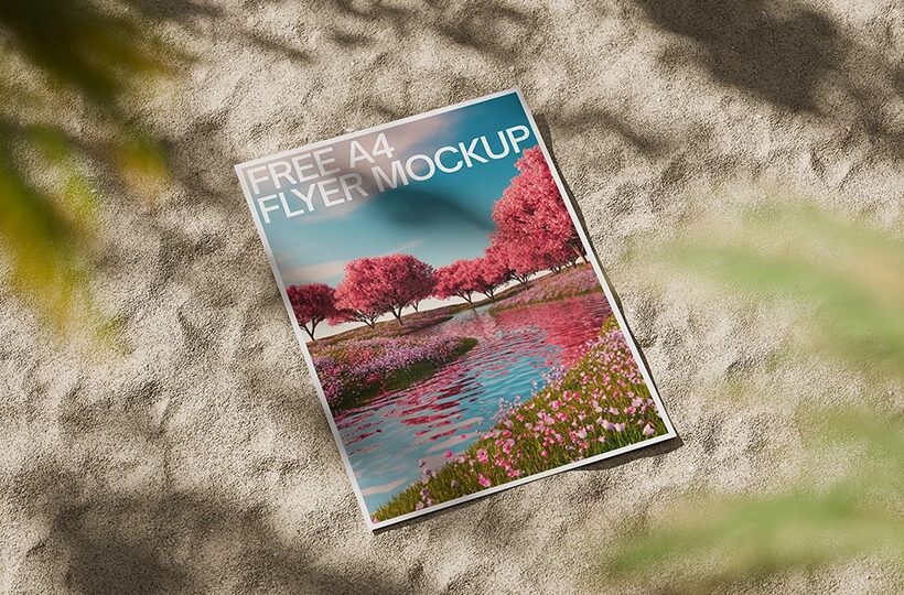 A4 Flyer Mockup on Beach Side